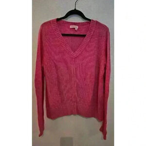 Fresh Produce Women's V-Neck Pullover Sweater Pink Size XL Long Sleeve Casual